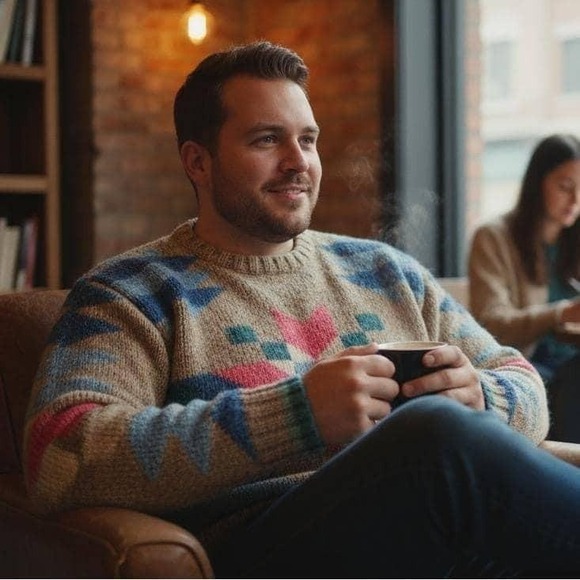 Rare Polo Ralph Lauren Aztec Flower Intarsia Sweater S Beige Multi Unisex  $425 - Picture 9 of 14